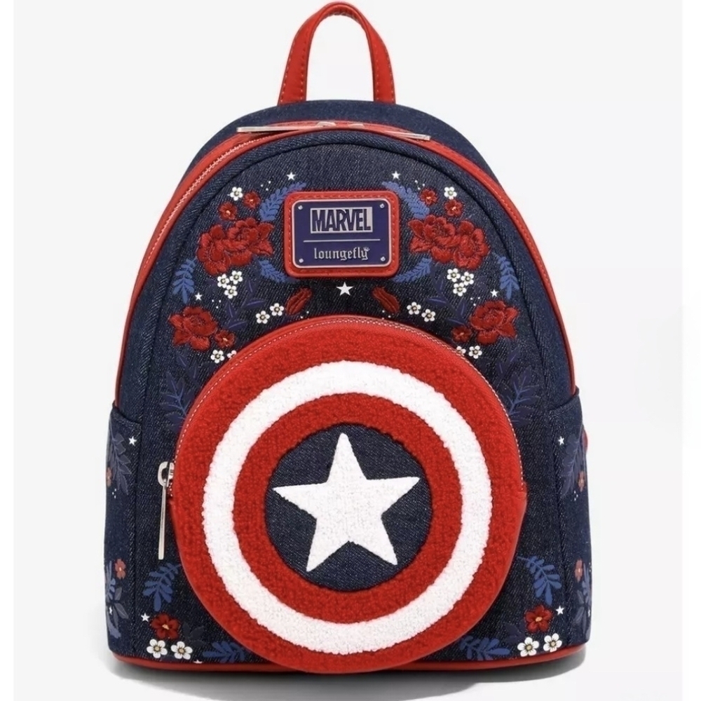 Loungefly Captain America 80th Anniversary Floral Backpack
